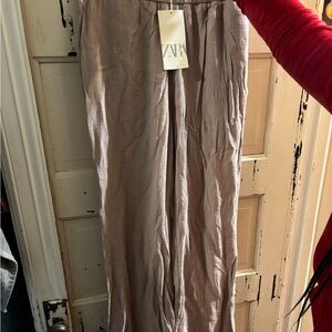 Zara Beige Flowing Trousers